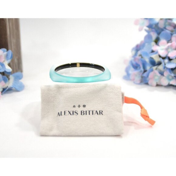 Alexis Bittar Electric Mint Lucite Soft Square Skinny Bangle Bracelet NWT - Picture 1 of 4